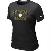 Wholesale Cheap Women's Nike Pittsburgh Steelers Heart & Soul NFL T-Shirt Black