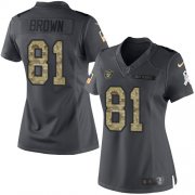 Wholesale Cheap Nike Raiders #81 Tim Brown Black Women's Stitched NFL Limited 2016 Salute to Service Jersey