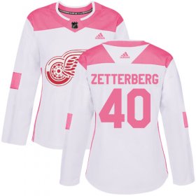 Wholesale Cheap Adidas Red Wings #40 Henrik Zetterberg White/Pink Authentic Fashion Women\'s Stitched NHL Jersey