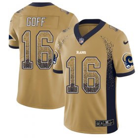 Wholesale Cheap Nike Rams #16 Jared Goff Gold Men\'s Stitched NFL Limited Rush Drift Fashion Jersey