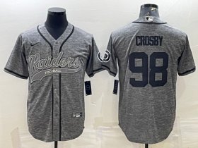Wholesale Cheap Men\'s Las Vegas Raiders #98 Maxx Crosby Gray With Patch Cool Base Stitched Baseball Jersey