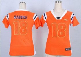 Wholesale Cheap Nike Broncos #18 Peyton Manning Orange Women\'s Stitched NFL Elite Draft Him Shimmer Jersey
