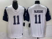 Wholesale Cheap Men's Dallas Cowboys #11 Micah Parsons White FUSE Vapor Thanksgiving Limited Stitched Jersey