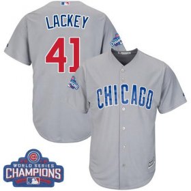 Wholesale Cheap Cubs #41 John Lackey Grey Road 2016 World Series Champions Stitched Youth MLB Jersey