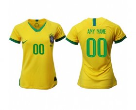 Wholesale Cheap Women\'s Brazil Personalized Home Soccer Country Jersey