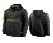 Wholesale Cheap Men's Dallas Cowboys Black 2020 Salute to Service Sideline Performance Pullover Hoodie