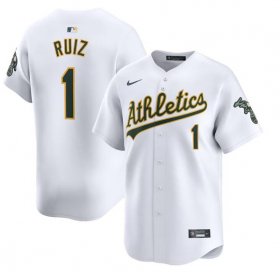 Cheap Men\'s Oakland Athletics #1 Esteury Ruiz White Home Limited Stitched Jersey