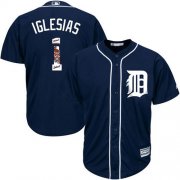 Wholesale Cheap Tigers #1 Jose Iglesias Navy Blue Team Logo Fashion Stitched MLB Jersey