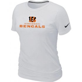 Wholesale Cheap Women\'s Nike Cincinnati Bengals Authentic Logo T-Shirt White