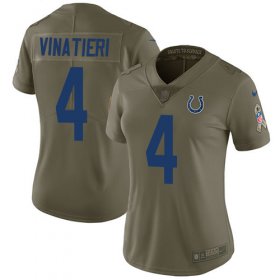 Wholesale Cheap Nike Colts #4 Adam Vinatieri Olive Women\'s Stitched NFL Limited 2017 Salute to Service Jersey