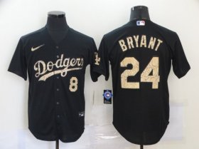Wholesale Cheap Men\'s Los Angeles Dodgers #8 #24 Kobe Bryant Black Fashion Stitched MLB Cool Base Nike Jersey
