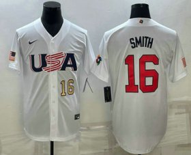 Cheap Men\'s USA Baseball #16 Will Smith Number 2023 White World Baseball Classic Stitched Jerseys