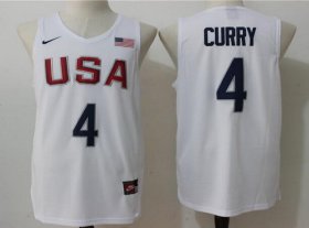 Wholesale Cheap 2016 Olympics Team USA Men\'s #4 Stephen Curry Revolution 30 Swingman White Jersey