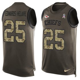 Wholesale Cheap Nike Chiefs #25 Clyde Edwards-Helaire Green Men\'s Stitched NFL Limited Salute To Service Tank Top Jersey