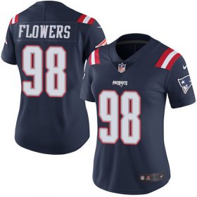 Wholesale Cheap Nike Patriots #98 Trey Flowers Navy Blue Women\'s Stitched NFL Limited Rush Jersey
