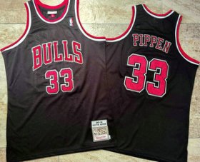 Wholesale Cheap Men\'s Chicago Bulls #33 Scottie Pippen 1997-98 Black Hardwood Classics Soul AU Throwback Jersey