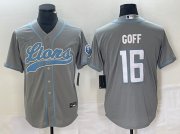 Wholesale Cheap Men's Detroit Lions #16 Jared Goff Gray Cool Base Stitched Baseball Jersey