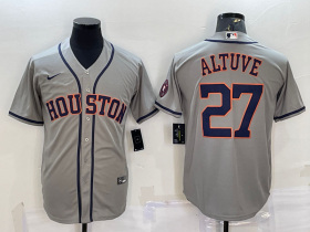 Wholesale Cheap Men\'s Houston Astros #27 Jose Altuve Grey With Patch Stitched MLB Cool Base Nike Jersey