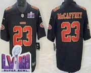 Cheap Men's San Francisco 49ers #23 Christian McCaffrey Limited Black Fashion LVIII Super Bowl Vapor Jersey