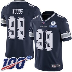 Wholesale Cheap Nike Cowboys #99 Antwaun Woods Navy Blue Team Color Men\'s Stitched With Established In 1960 Patch NFL 100th Season Vapor Untouchable Limited Jersey