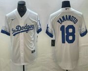 Cheap Men's Los Angeles Dodgers #18 Yoshinobu Yamamoto White 2021 City Connect Cool Base Stitched Jersey