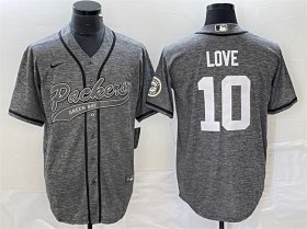 Wholesale Cheap Men\'s Green Bay Packers #10 Jordan Love Gray Cool Base Stitched Baseball Jersey