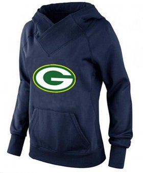 Wholesale Cheap Women\'s Green Bay Packers Logo Pullover Hoodie Navy Blue