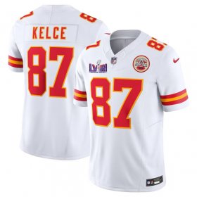 Cheap Men\'s Kansas City Chiefs #87 Travis Kelce White F.U.S.E. Super Bowl LVIII Patch Vapor Untouchable Limited Football Stitched Jersey
