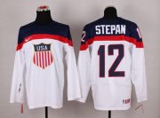 Wholesale Cheap 2014 Olympic Team USA #12 Derek Stepan White Stitched NHL Jersey