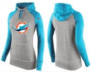 Wholesale Cheap Women's Nike Miami Dolphins Performance Hoodie Grey & Blue_2