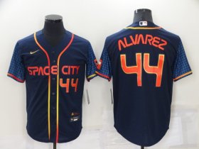 Wholesale Cheap Men\'s Houston Astros #44 Yordan Alvarez Number 2022 Navy Blue City Connect Cool Base Stitched Jersey