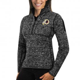Wholesale Cheap Washington Redskins Antigua Women\'s Fortune Half-Zip Sweater Heather Black