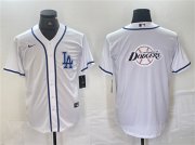 Cheap Men's Los Angeles Dodgers Team Big Logo White Cool Base Stitched Baseball Jerseys