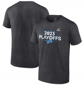 Cheap Men\'s Detroit Lions Heather Charcoal 2023 Playoffs T-Shirt