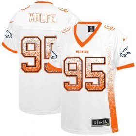 Wholesale Cheap Nike Broncos #95 Derek Wolfe White Women\'s Stitched NFL Elite Drift Fashion Jersey