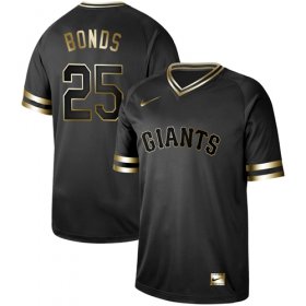 Wholesale Cheap Nike Giants #25 Barry Bonds Black Gold Authentic Stitched MLB Jersey