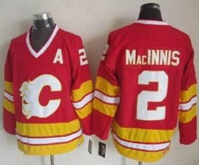 Wholesale Cheap Flames #2 Al MacInnis Red CCM Throwback Stitched NHL Jersey
