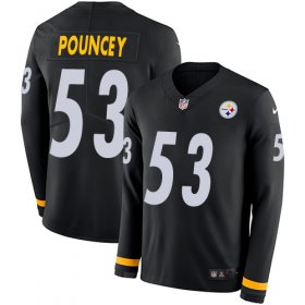 Wholesale Cheap Nike Steelers #53 Maurkice Pouncey Black Team Color Men\'s Stitched NFL Limited Therma Long Sleeve Jersey