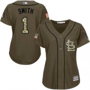 Wholesale Cheap Cardinals #1 Ozzie Smith Green Salute to Service Women's Stitched MLB Jersey