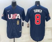 Cheap Men's USA Baseball #8 Trea Turner Number 2023 Navy World Baseball Classic Stitched Jersey