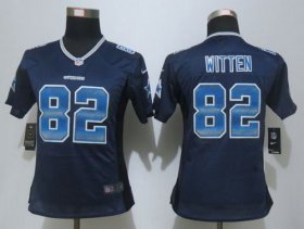Wholesale Cheap Nike Cowboys #82 Jason Witten Navy Blue Team Color Women\'s Stitched NFL Elite Strobe Jersey