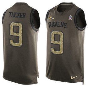 Wholesale Cheap Nike Ravens #9 Justin Tucker Green Men\'s Stitched NFL Limited Salute To Service Tank Top Jersey