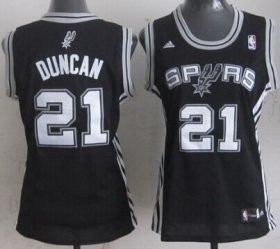 Wholesale Cheap San Antonio Spurs #21 Tim Duncan Black Womens Jersey