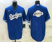Cheap Men's Los Angeles Dodgers Blue Team Big Logo Cool Base Stitched Baseball Jersey1