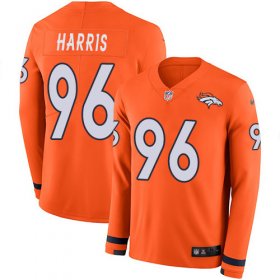 Wholesale Cheap Nike Broncos #96 Shelby Harris Orange Team Color Men\'s Stitched NFL Limited Therma Long Sleeve Jersey