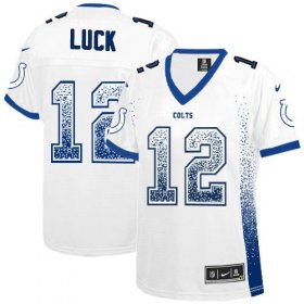 Wholesale Cheap Nike Colts #12 Andrew Luck White Women\'s Stitched NFL Elite Drift Fashion Jersey