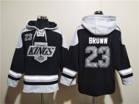 Cheap Men\'s Los Angeles Kings #23 Dustin Brown Black Ageless Must-Have Lace-Up Pullover Hoodie