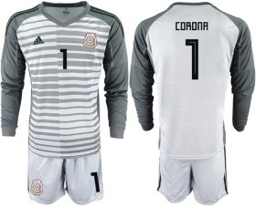 Wholesale Cheap Mexico #1 Corona Grey Long Sleeves Goalkeeper Soccer Country Jersey