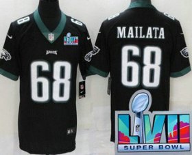 Cheap Men\'s Philadelphia Eagles #68 Jordan Mailata Limited Black Super Bowl LVII Vapor Jersey