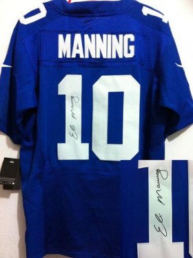 Wholesale Cheap Nike Giants #10 Eli Manning Royal Blue Team Color Men\'s Stitched NFL Elite Autographed Jersey